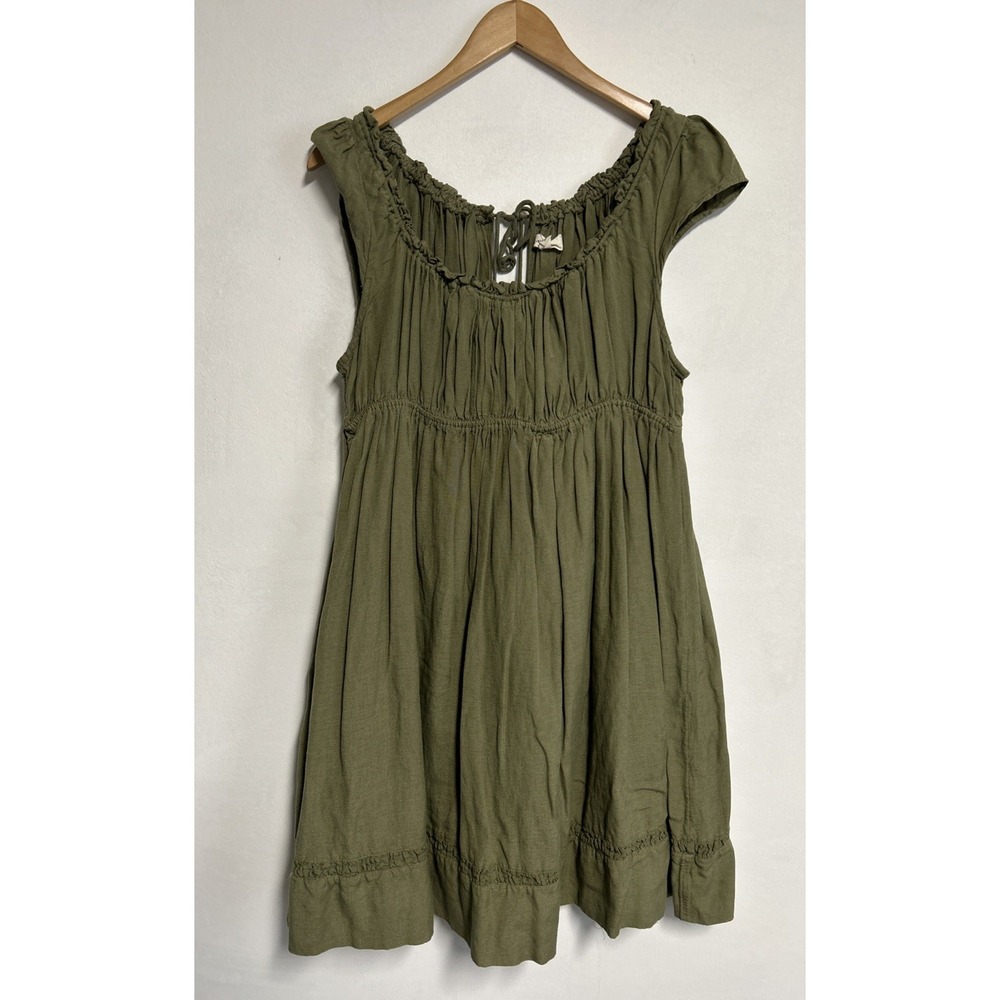 Olive Green Sleeveless Smocked Sundress